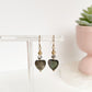 SWEET GREY HEART EARRINGS - PINK ZEBRA JASPER