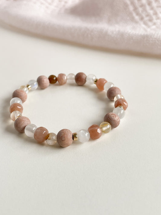 L'ULTIMO BRACELET - MOONSTONE/GOLDEN HEALER/SUNSTONE/ROSEWOOD