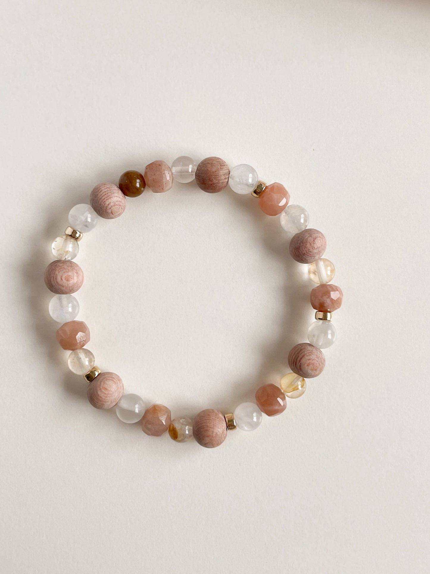 L'ULTIMO BRACELET - MOONSTONE/GOLDEN HEALER/SUNSTONE/ROSEWOOD