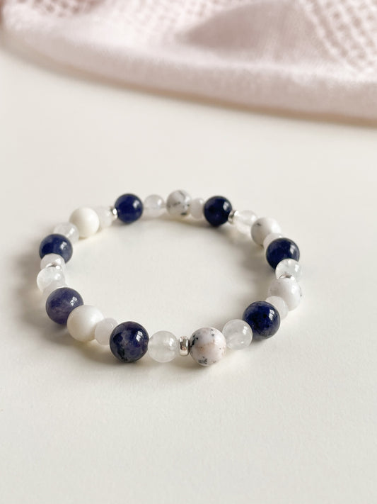 L'ULTIMO BRACELET - IOLITE/DENDRITIC OPAL/MOONSTONE/WHITE JADE