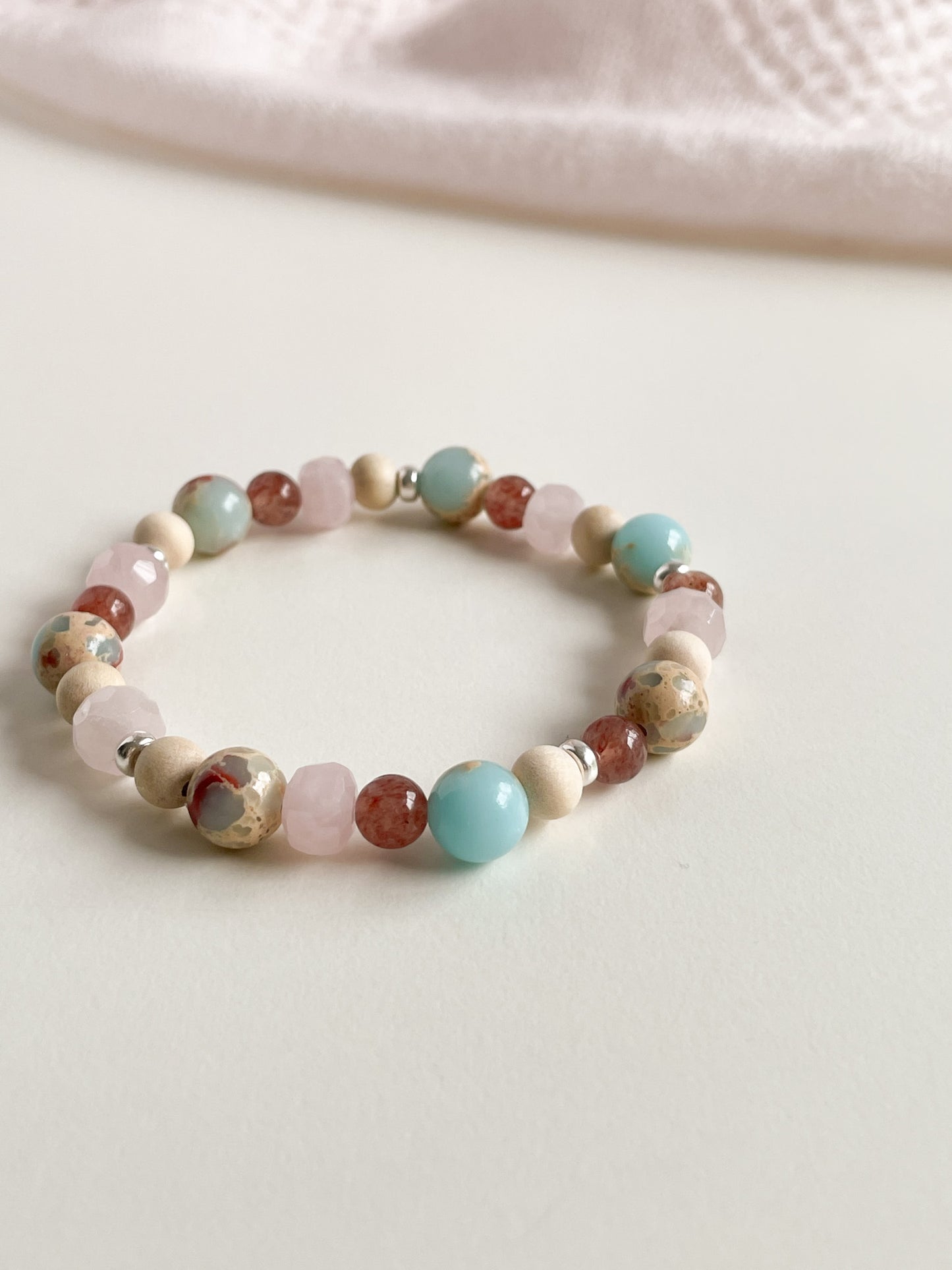 L'ULTIMO BRACELET - IMPRESSION JASPER/STRAWBERRY QUARTZ/ROSE QUARTZ/WOOD