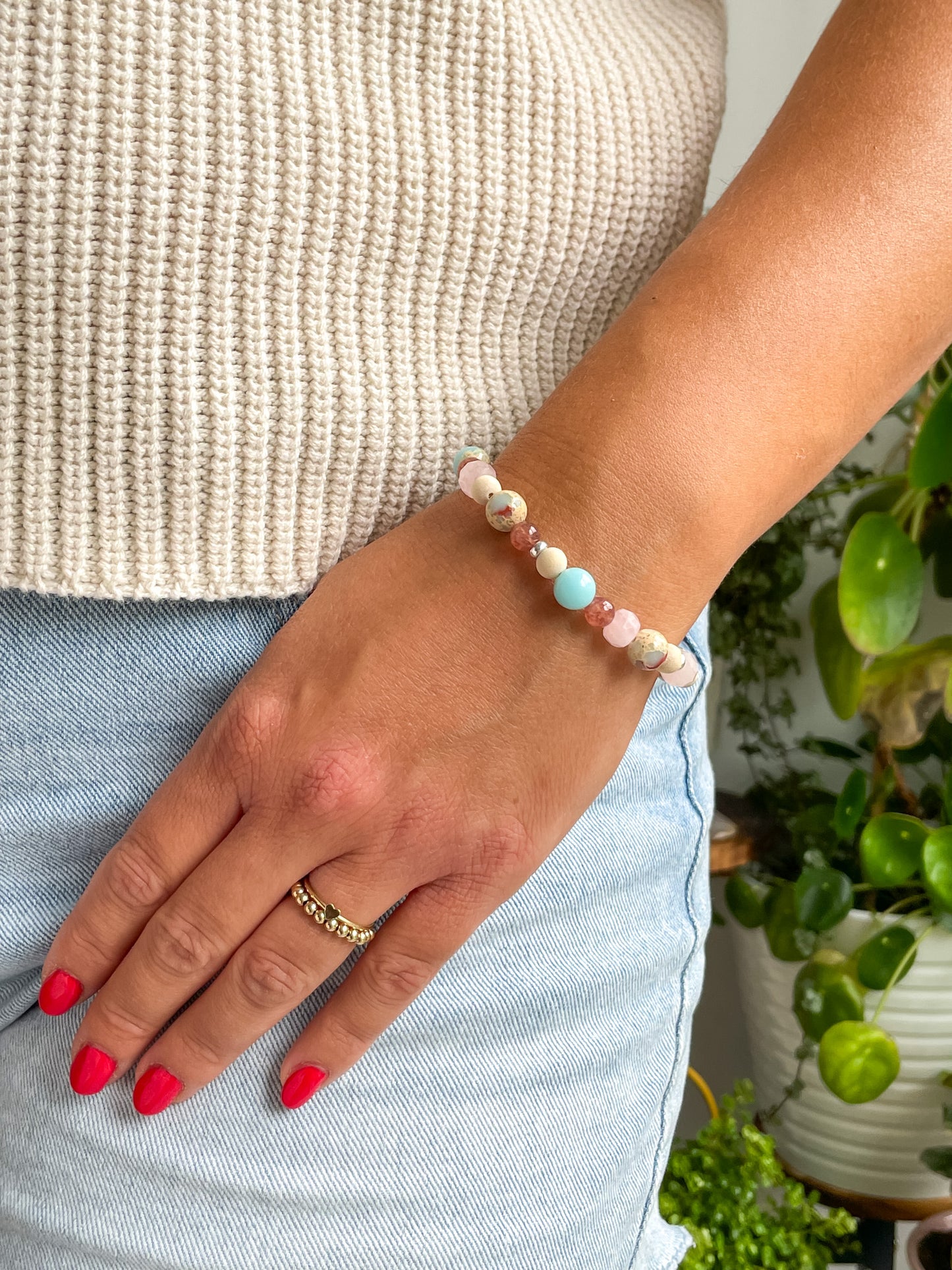 L'ULTIMO BRACELET - IMPRESSION JASPER/STRAWBERRY QUARTZ/ROSE QUARTZ/WOOD