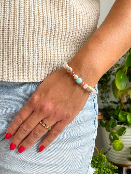 L'ULTIMO BRACELET - IMPRESSION JASPER/STRAWBERRY QUARTZ/ROSE QUARTZ/WOOD