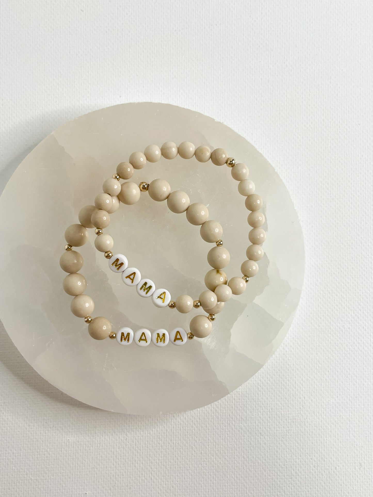 LETTER BEAD BRACELET - RIVER STONE JASPER 8MM