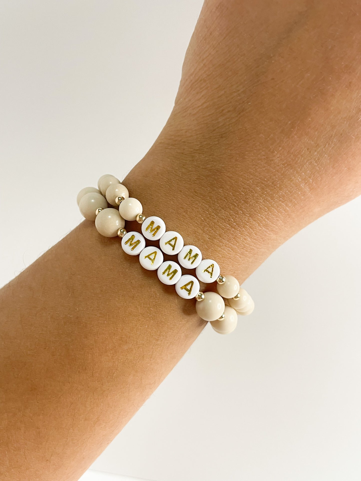 LETTER BEAD BRACELET - RIVER STONE JASPER 8MM