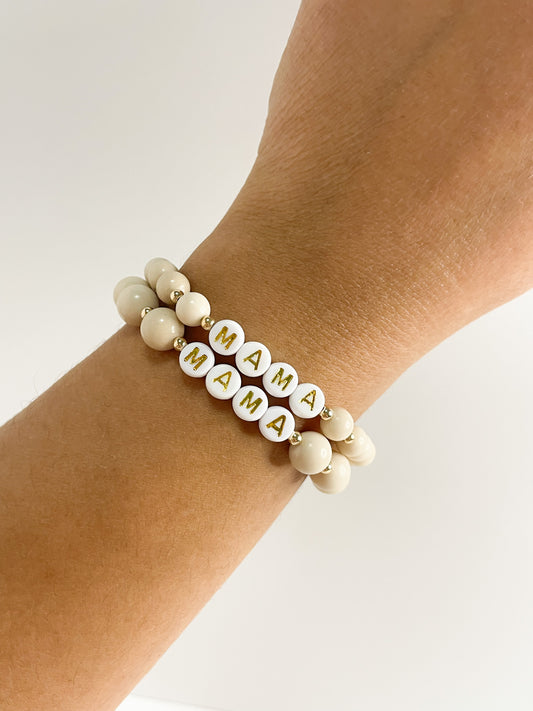 LETTER BEAD BRACELET - RIVER STONE JASPER 6MM