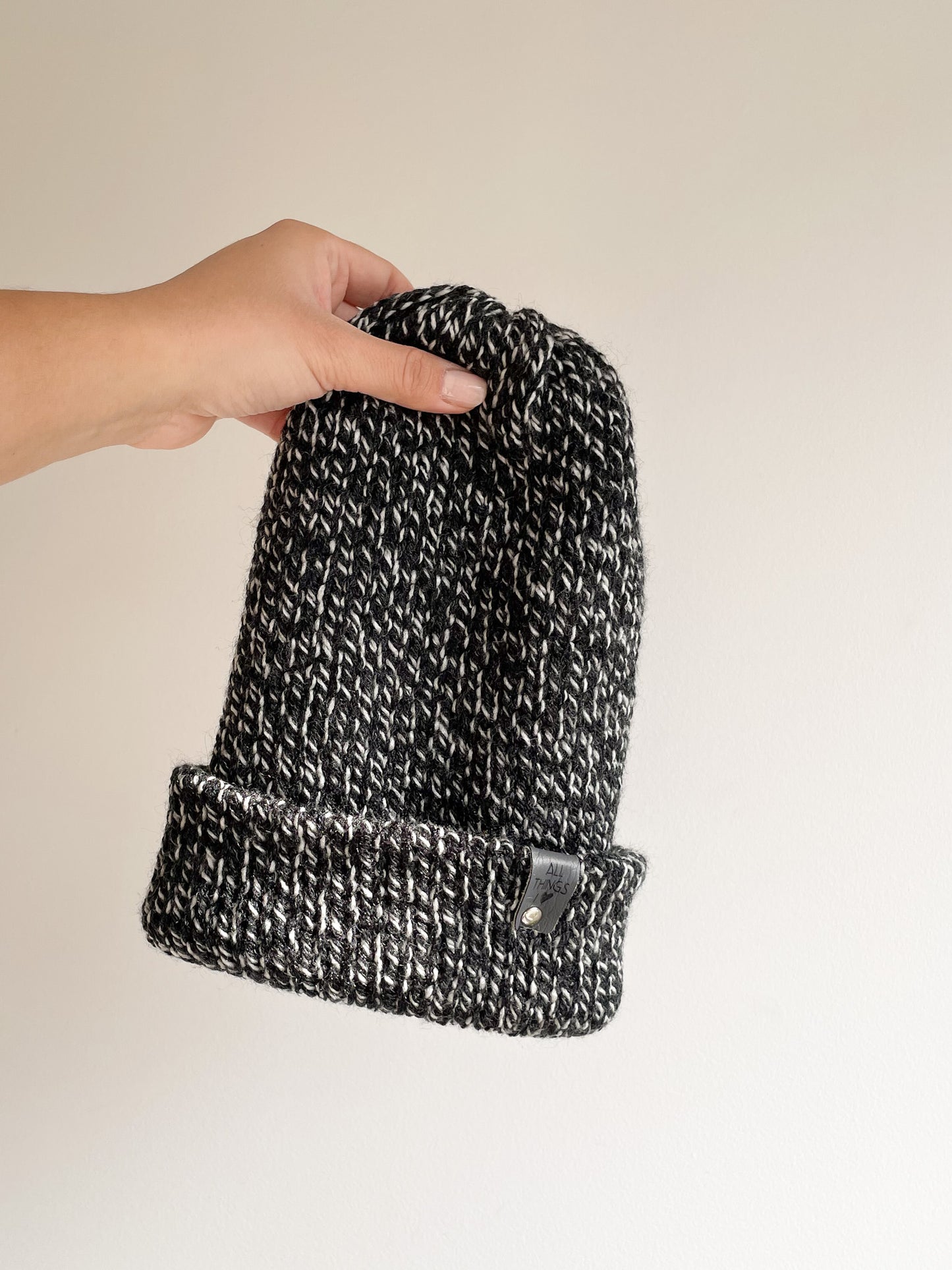 READY TO SHIP - BRIM BEANIE in BLACK MARLE, 2 SIZES