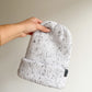 READY TO SHIP - BRIM BEANIE in WHITE SPECKLE - 3 SIZES