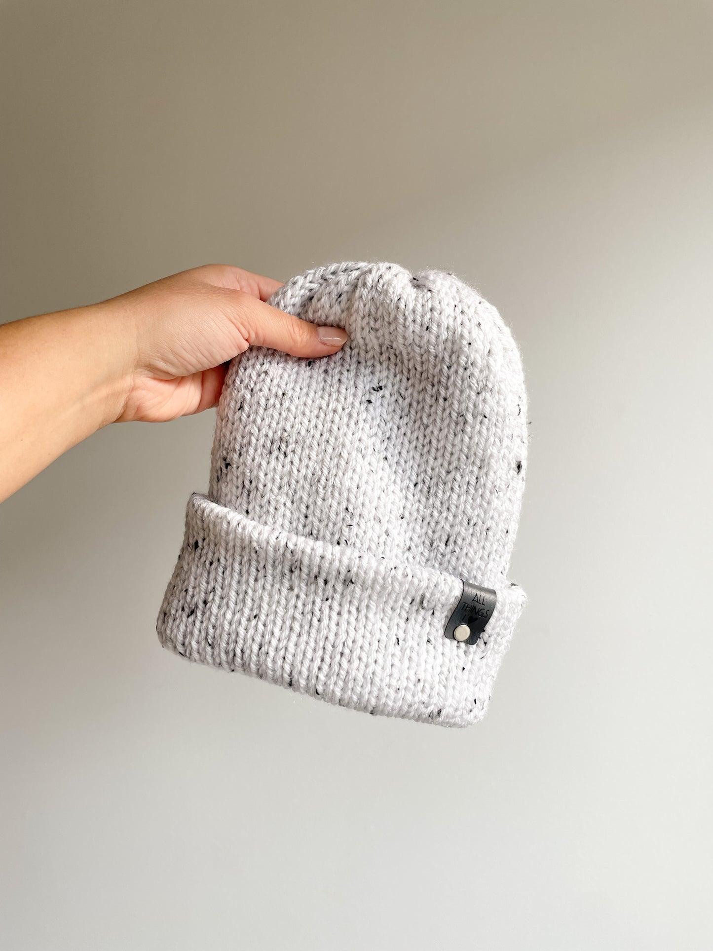 READY TO SHIP - BRIM BEANIE in WHITE SPECKLE - 3 SIZES