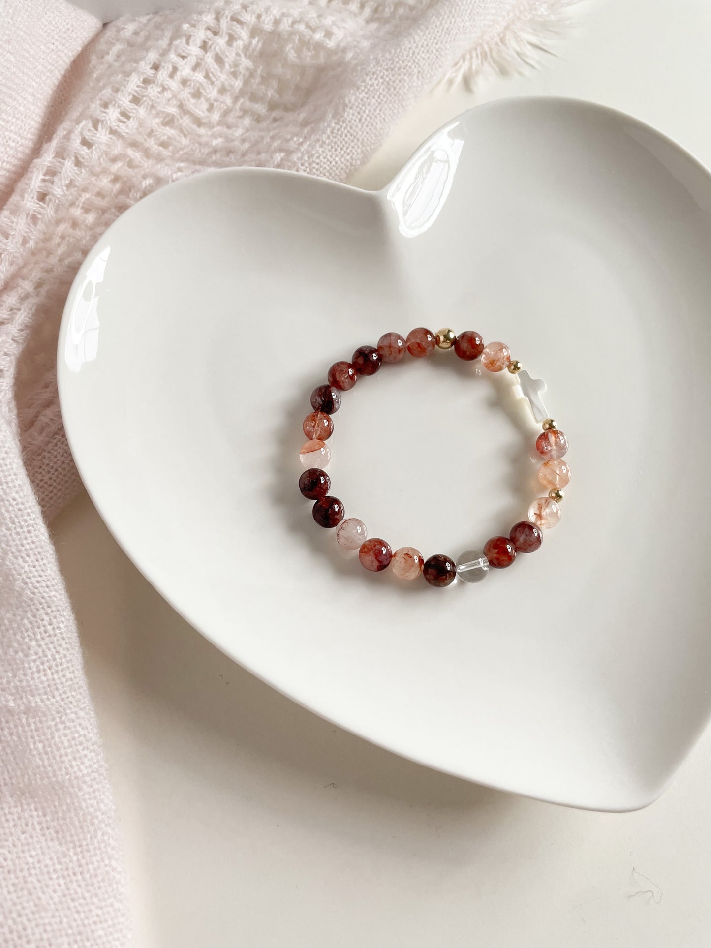 CROCIFISSO BRACELET - FIRE QUARTZ 8MM