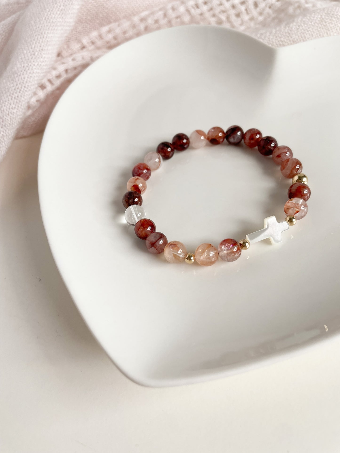 CROCIFISSO BRACELET - FIRE QUARTZ 8MM