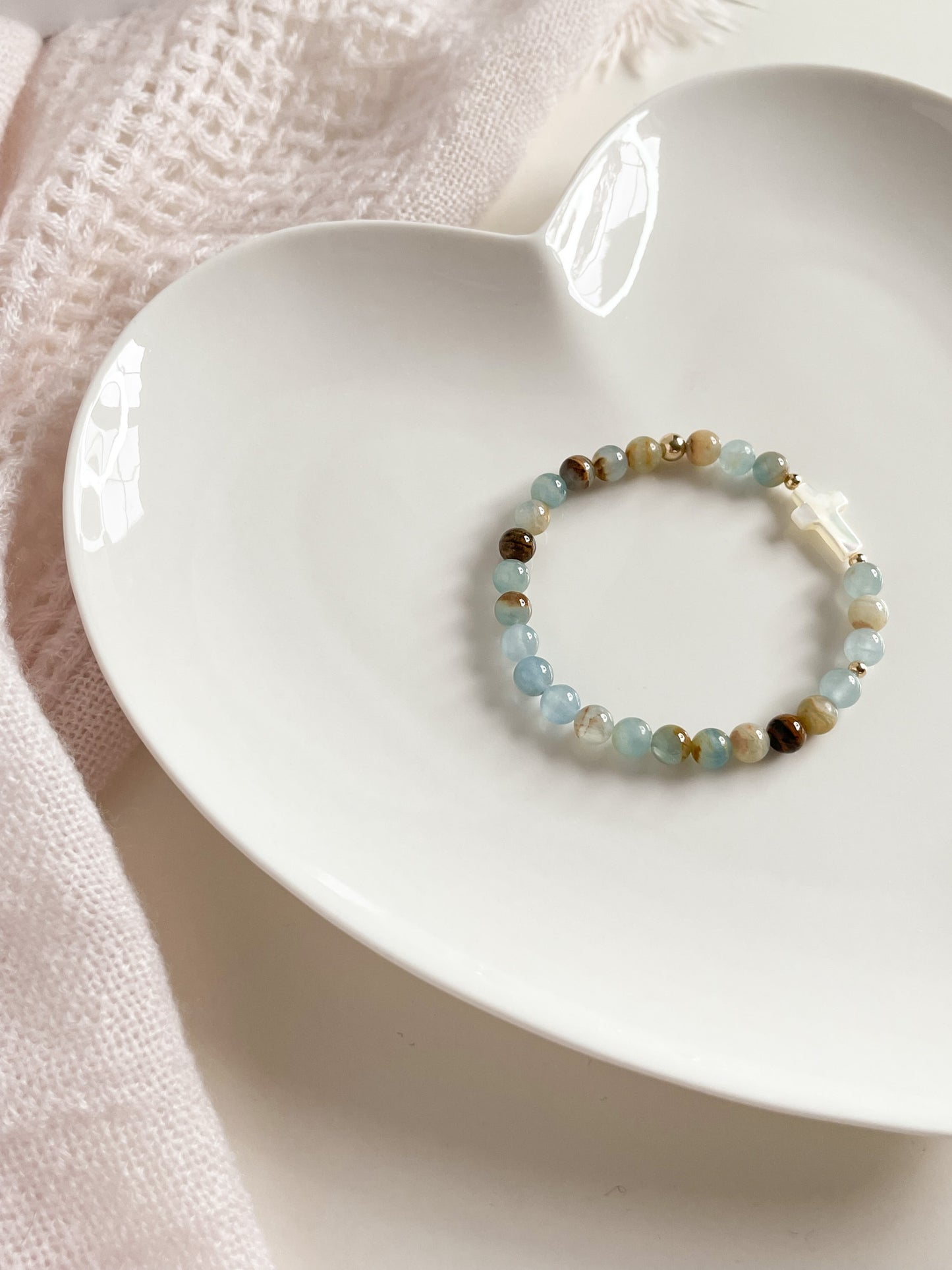 CROCIFISSO BRACELET - BLUE ONYX 6MM