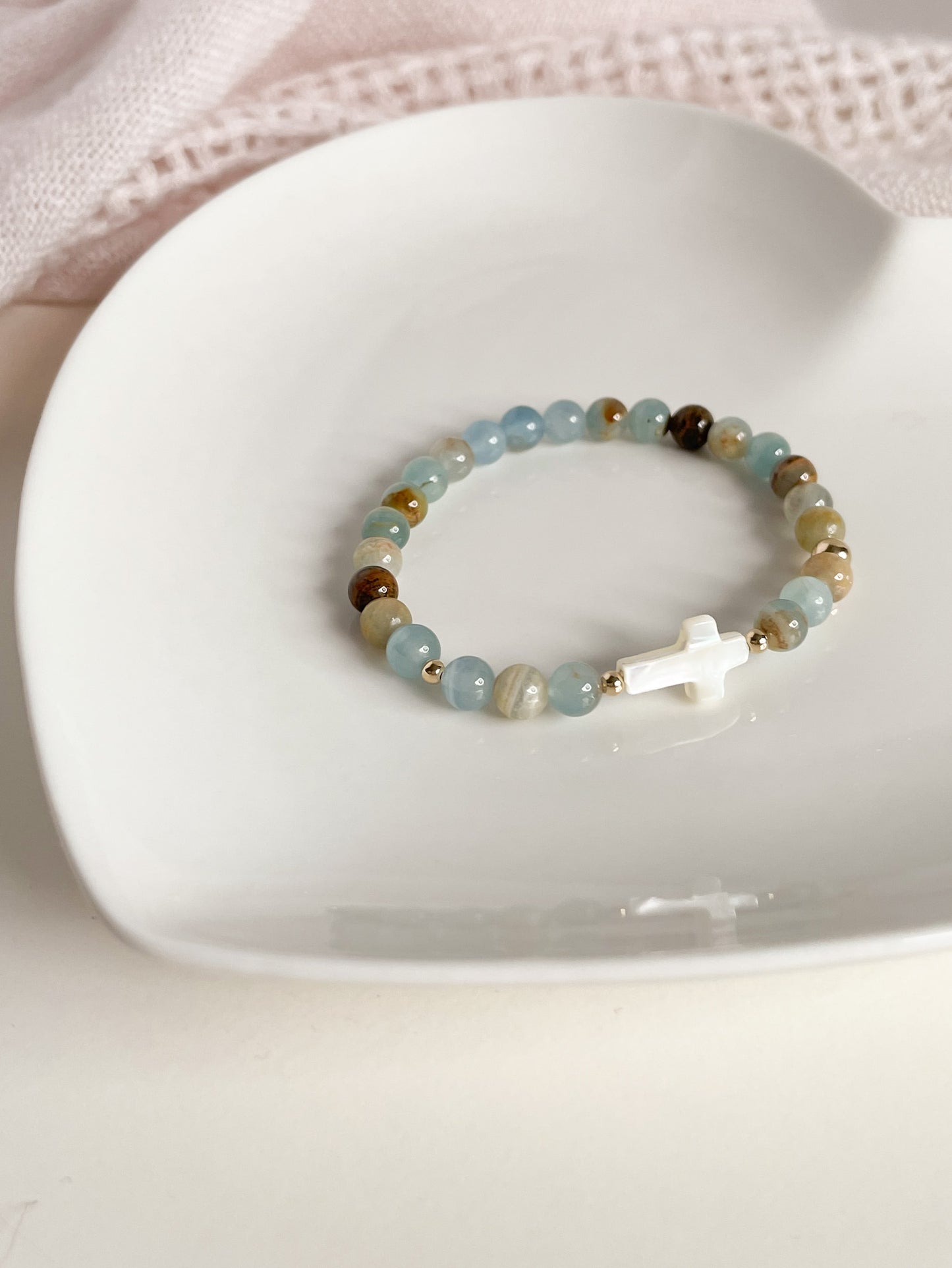 CROCIFISSO BRACELET - BLUE ONYX 6MM