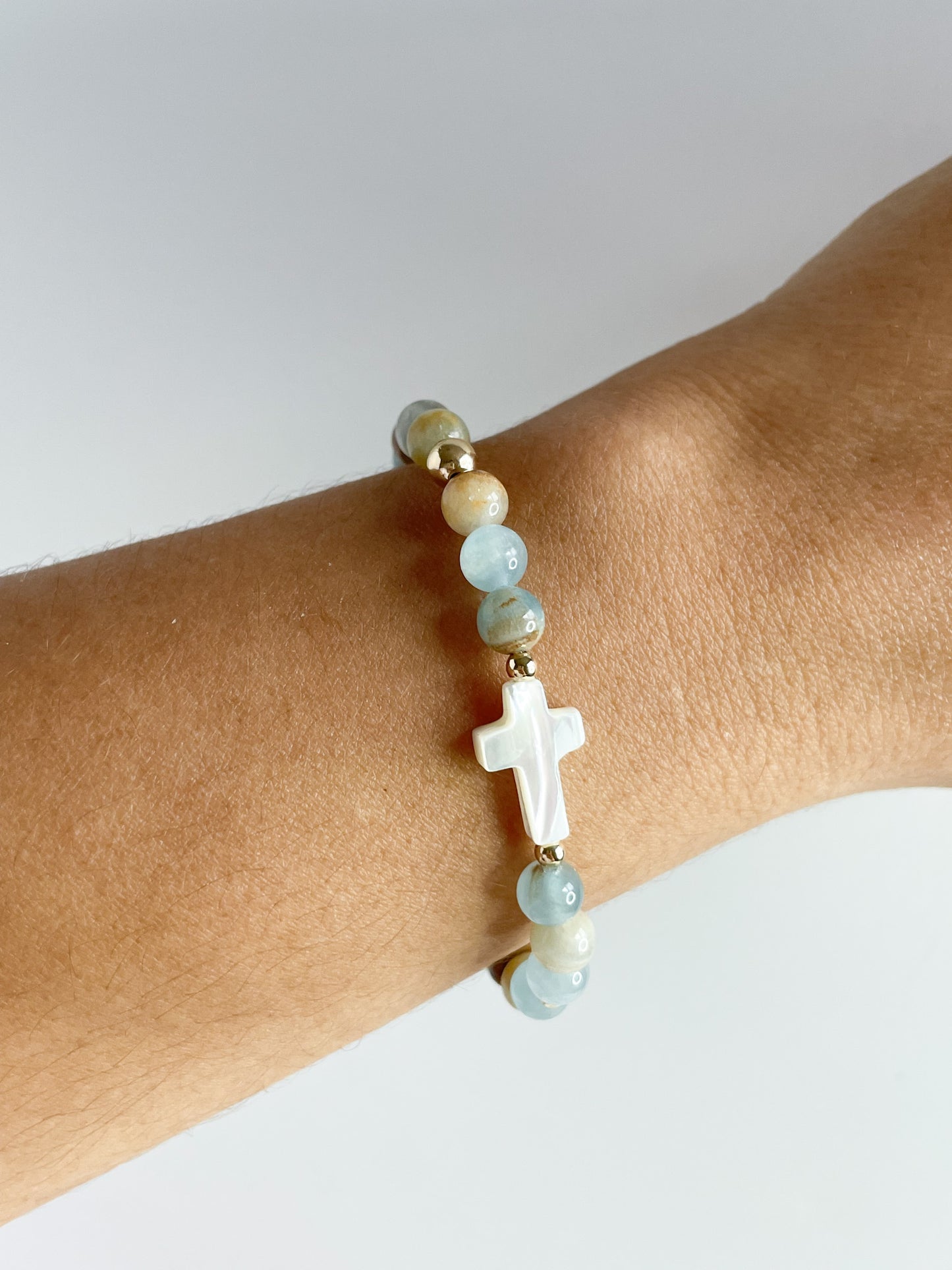 CROCIFISSO BRACELET - BLUE ONYX 6MM