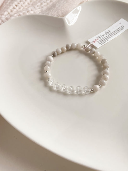 PERSONALIZE YOUR OWN BRACELET - WHITE LACE AGATE 6MM