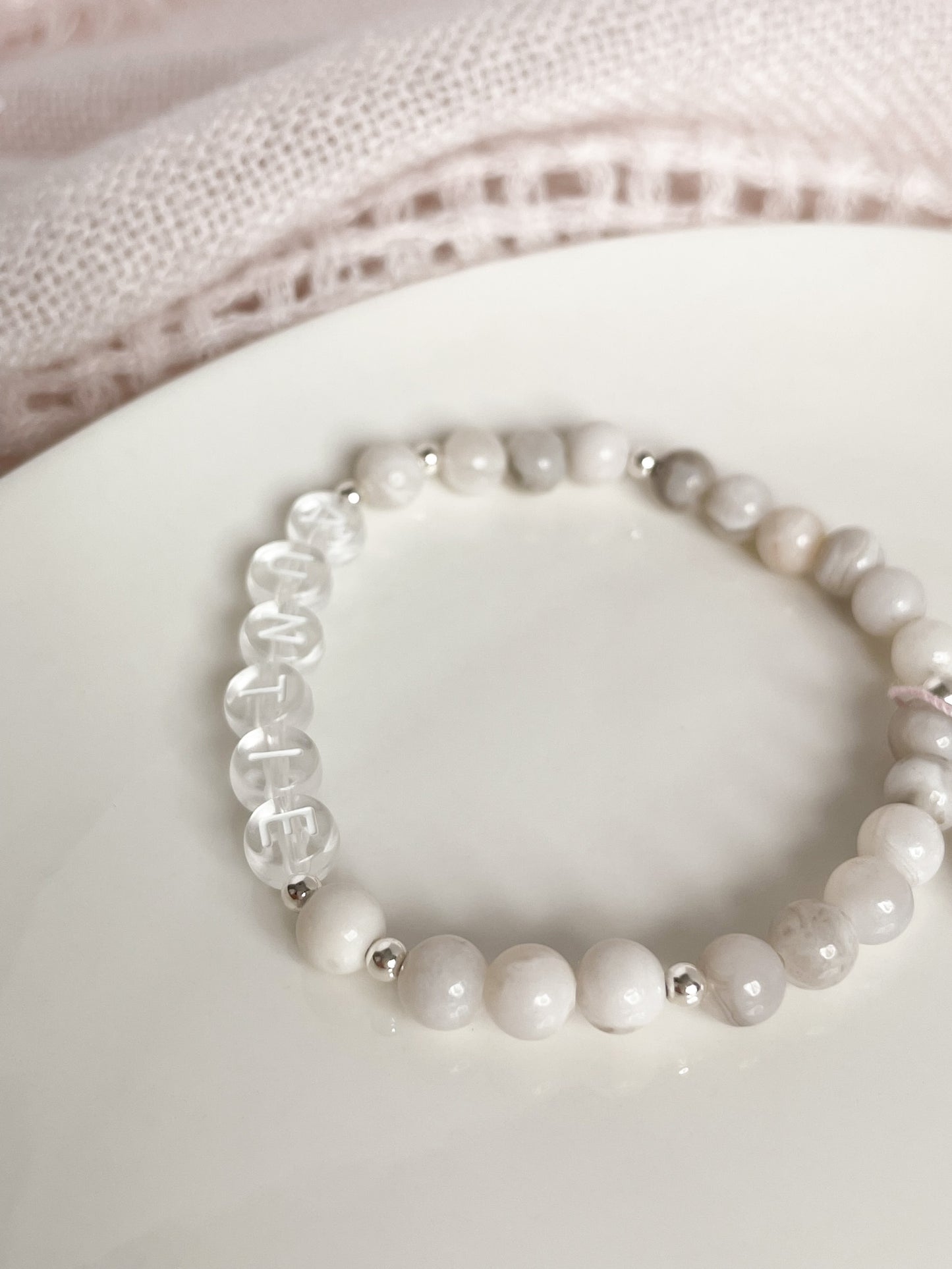 PERSONALIZE YOUR OWN BRACELET - WHITE LACE AGATE 6MM