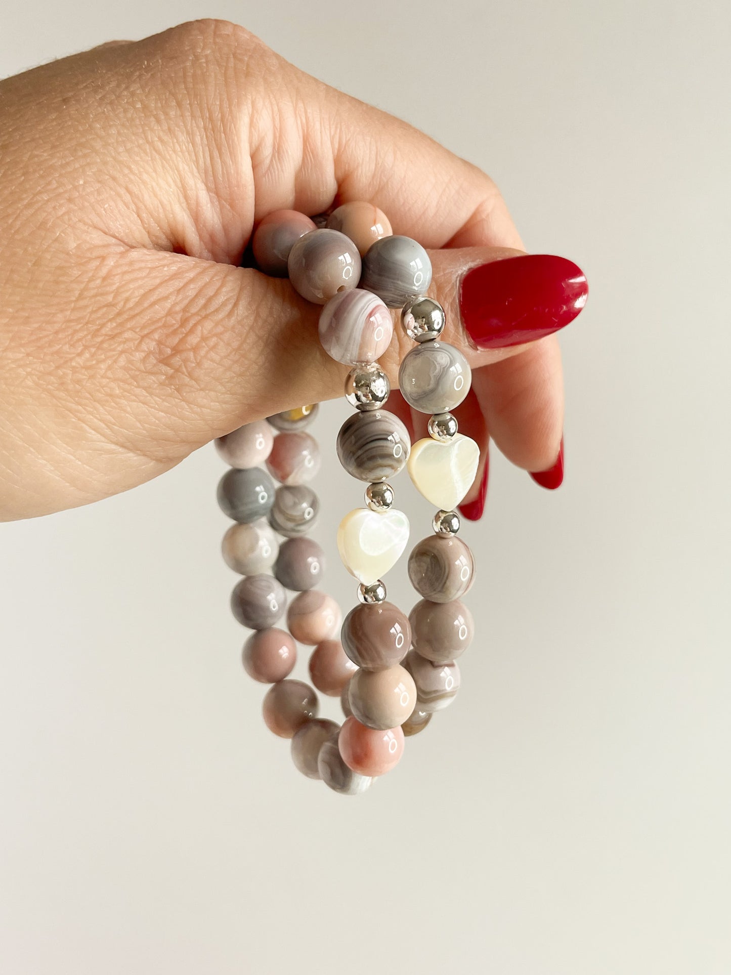 TESORO BRACELET - PINK BOTSWANA AGATE 9MM