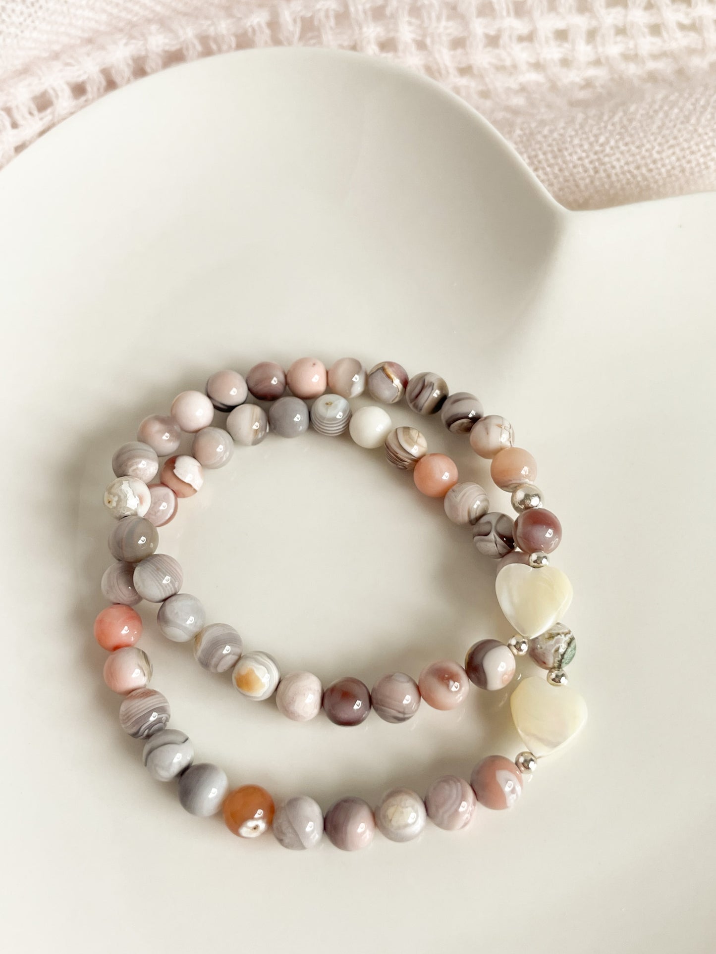 TESORO BRACELET - PINK BOTSWANA AGATE 7MM