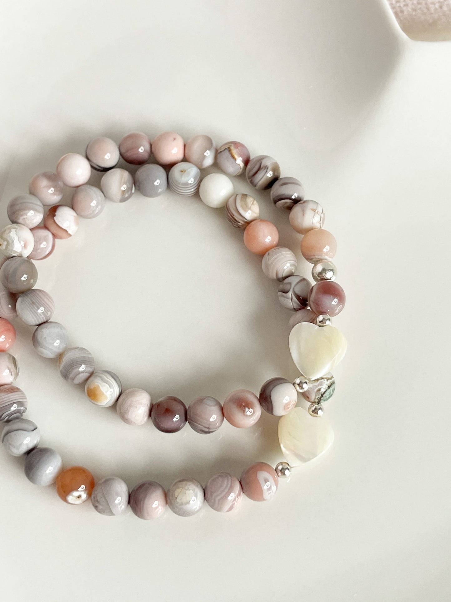 TESORO BRACELET - PINK BOTSWANA AGATE 7MM