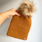 READY TO SHIP/PICKUP - HONEY DOUBLE KNIT POM BEANIE, 2 SIZES