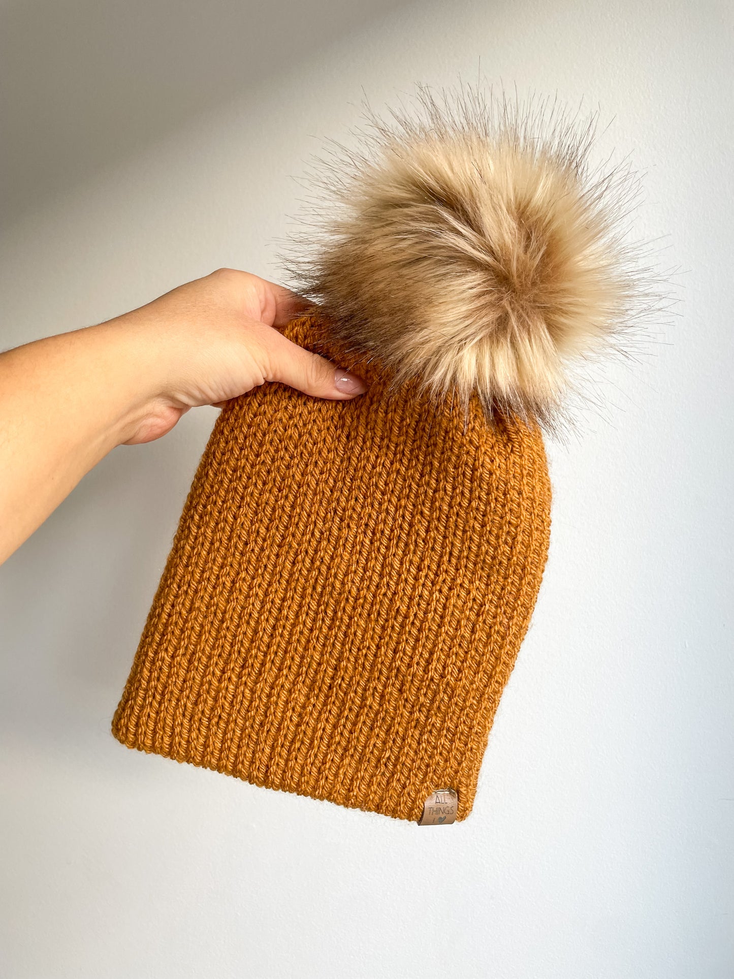 READY TO SHIP/PICKUP - HONEY DOUBLE KNIT POM BEANIE, 2 SIZES