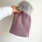 DOUBLE KNIT POM BEANIE - PURPLE ASH