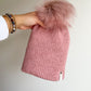 DOUBLE KNIT POM BEANIE - PINK