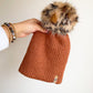 DOUBLE KNIT POM BEANIE - CARAMEL