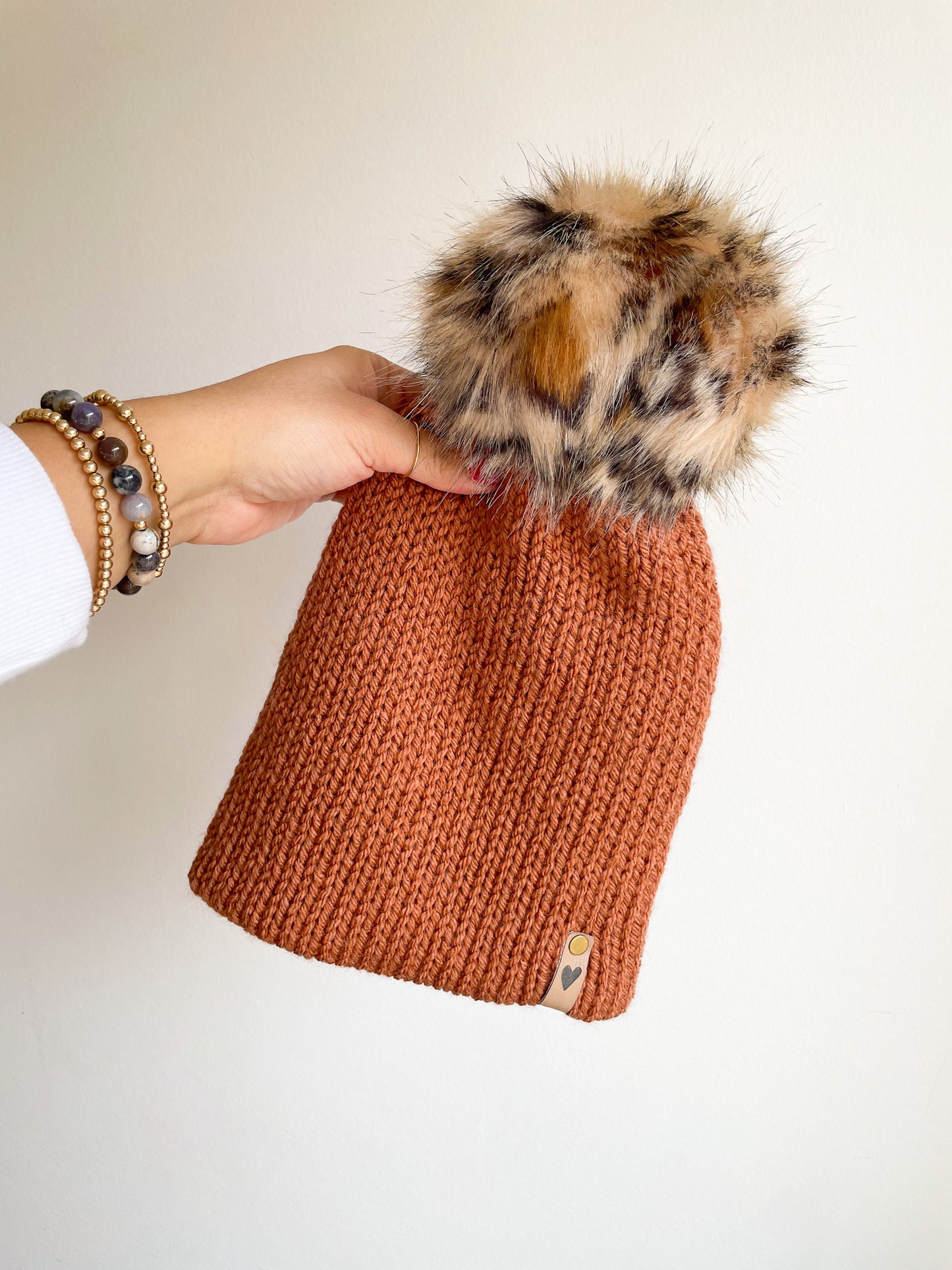 DOUBLE KNIT POM BEANIE - CARAMEL