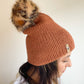 DOUBLE KNIT POM BEANIE - CARAMEL