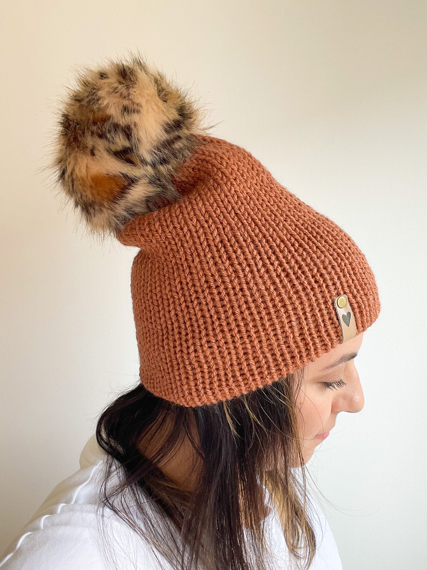 DOUBLE KNIT POM BEANIE - CARAMEL