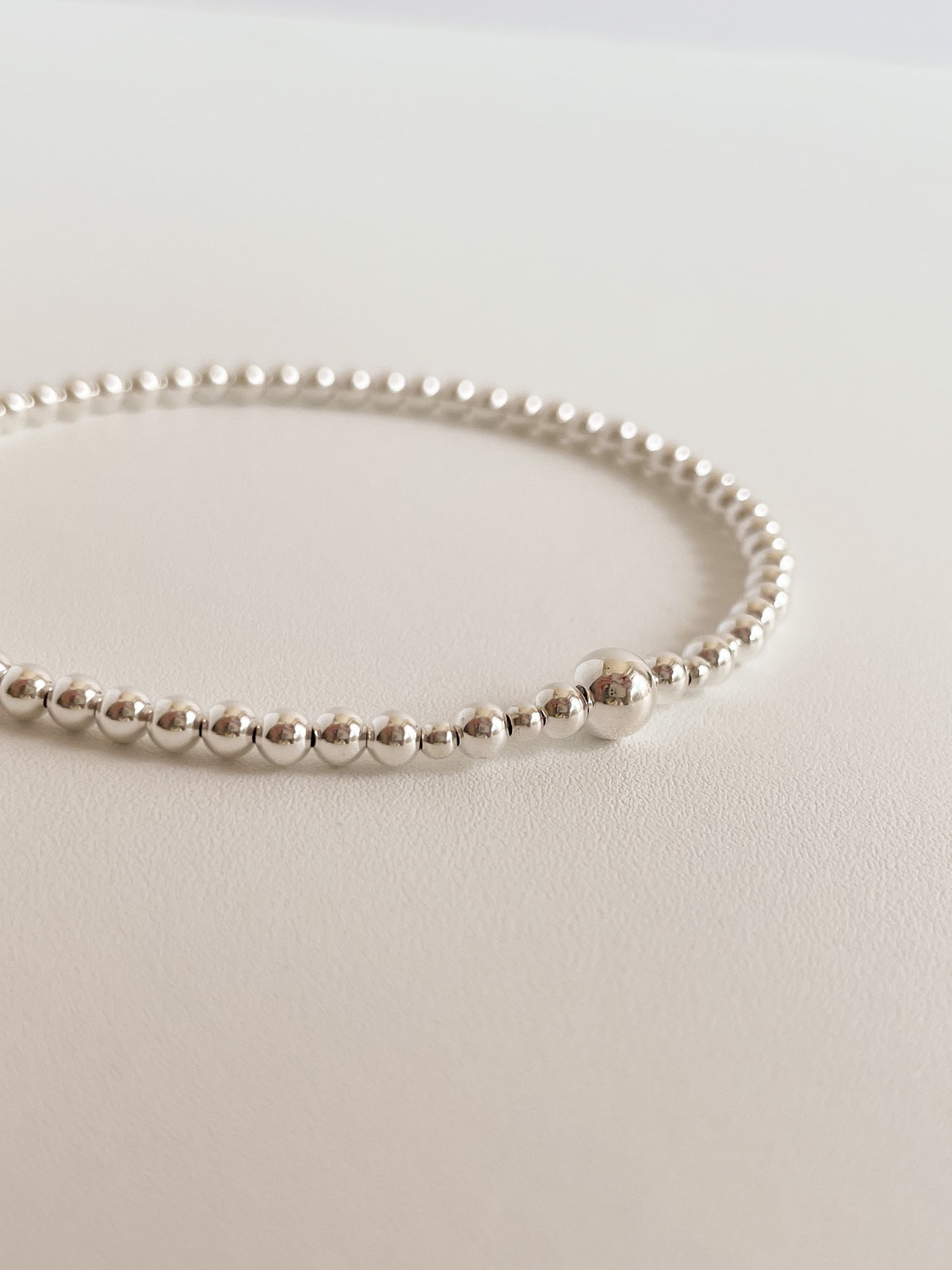 3MM STERLING SILVER BEADED BRACELET