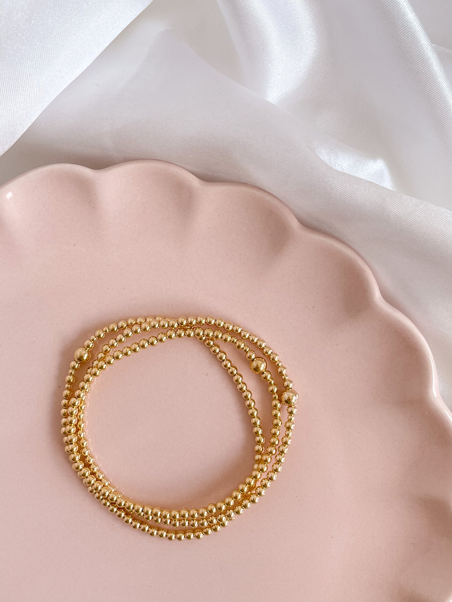 3MM 14K GOLD FILLED BEADED BRACELET