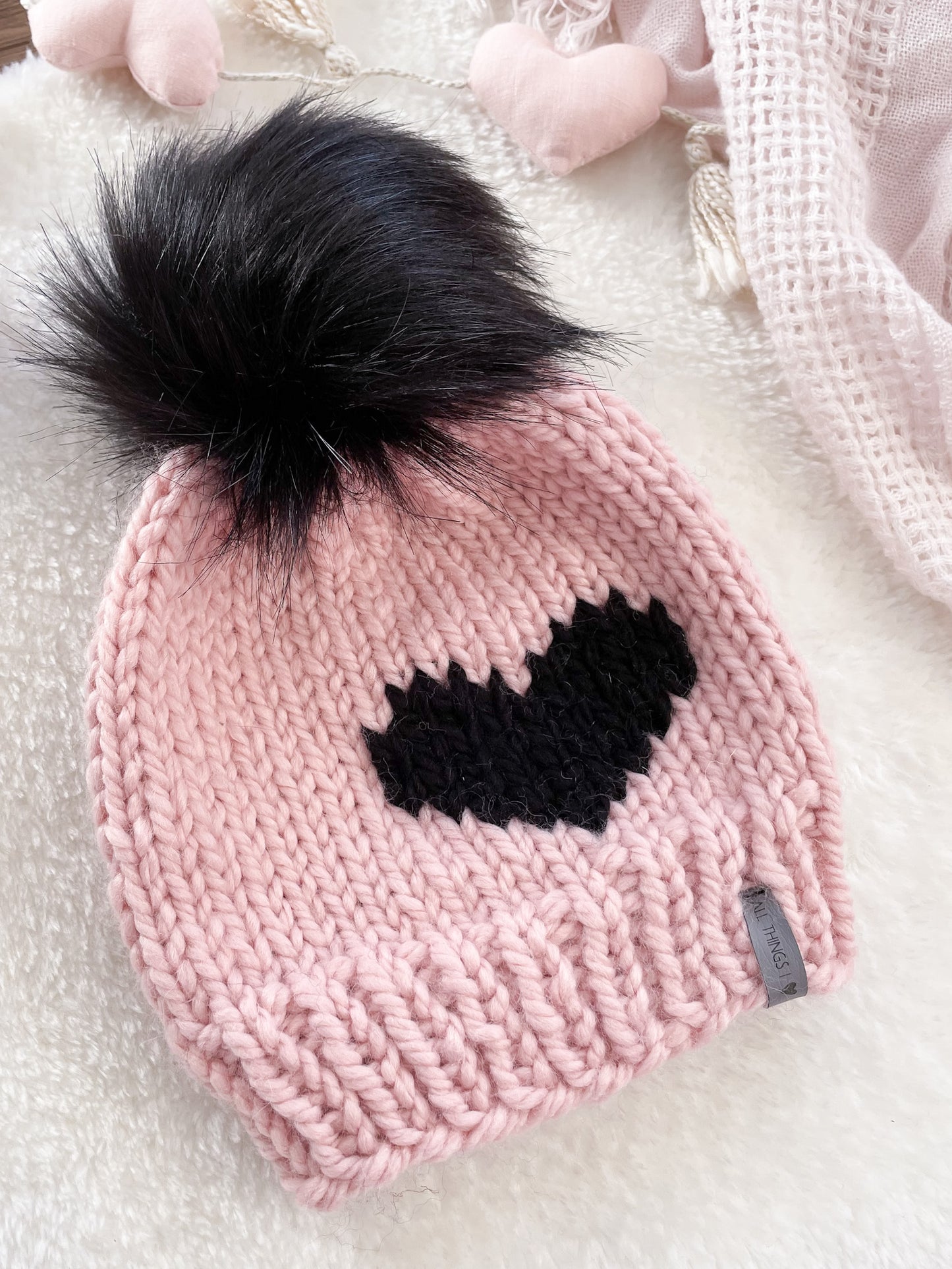 SWEET HEART BEANIE - NEWBORN TO ADULT SIZE - MADE TO ORDER